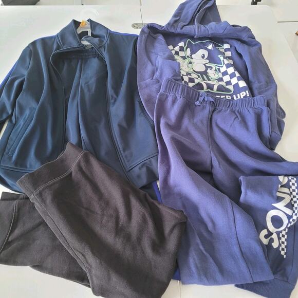 Boys Track Sets Sweatpants Hoodie Sonic Lot Of 5 Tek Gear Athletic Size 8 10 - Picture 1 of 11